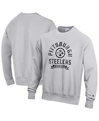 Champion Men's Heather Gray Pittsburgh Steelers Reverse Weave Fleece Pullover Sweatshirt