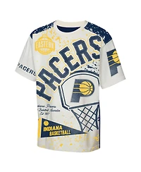Outerstuff Big Boys and Girls Cream Indiana Pacers Top Player All-Over-Print T-Shirt