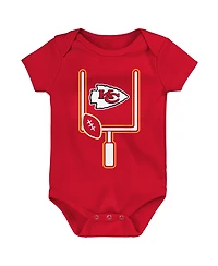 Outerstuff Baby Boys and Girls 3-Piece Kansas City Chiefs Littlest Player Bodysuit Set