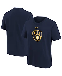 Nike Big Boys and Girls Navy Milwaukee Brewers Large Logo T-Shirt