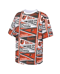 Outerstuff Big Boys and Girls Orange Baltimore Orioles All-Over Pennant T-Shirt