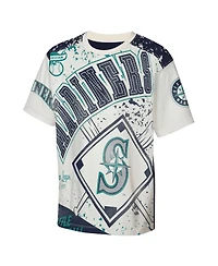 Outerstuff Big Boys and Girls Cream Seattle Mariners League Top Player Bold All-Over-Print T-Shirt