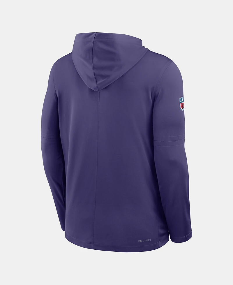 Nike Men's Purple Baltimore Ravens Sideline Dri-fit Long Sleeve Hooded T-Shirt