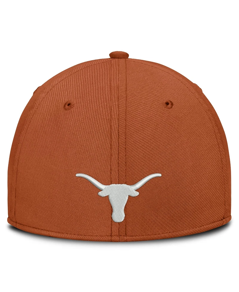 Nike Men's Texas Orange Longhorns Rise On-Field SwooshFlex Dri-fit Flex Hat