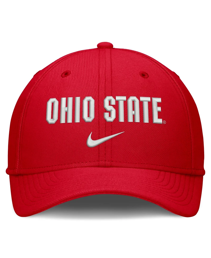 Nike Men's Scarlet Ohio State Buckeyes Rise On-Field SwooshFlex Dri-fit Flex Hat