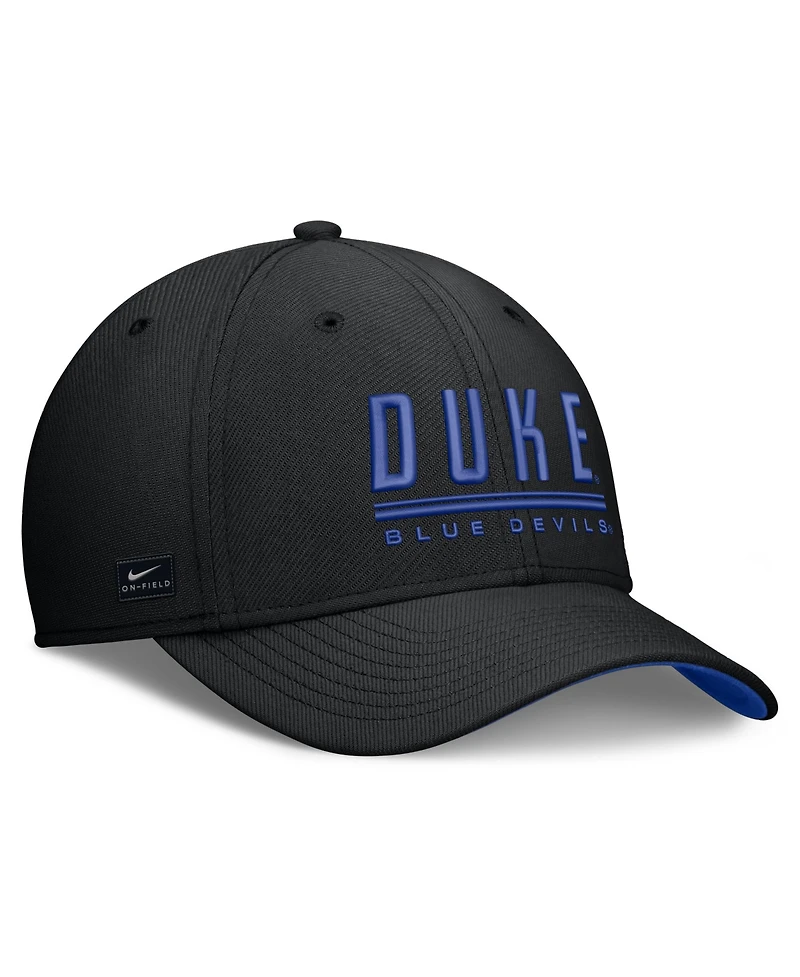 Nike Men's Black Duke Blue Devils Game Day Rise Swooshflex Hat