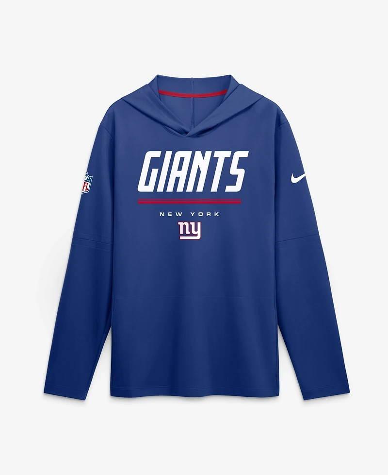 Nike Men's Royal New York Giants Sideline Lightweight Long Sleeve Hooded Dri-fit T-Shirt