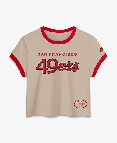 Nike Women's Cream San Francisco 49ers Rewind Ringer Mod Cropped T-Shirt