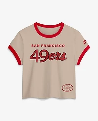 Nike Women's Cream San Francisco 49ers Rewind Ringer Mod Cropped T-Shirt