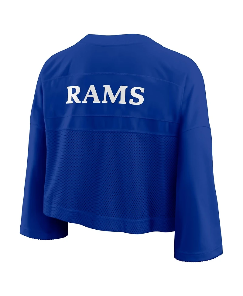 Nike Women's Royal Los Angeles Rams Rewind Cropped Mesh Dri-fit Fashion Jersey