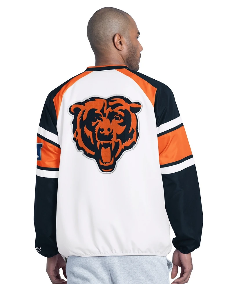 Starter Men's White Chicago Bears Infield Play Raglan V-Neck Pullover Jacket