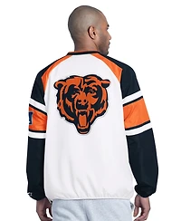 Starter Men's White Chicago Bears Infield Play Raglan V-Neck Pullover Jacket