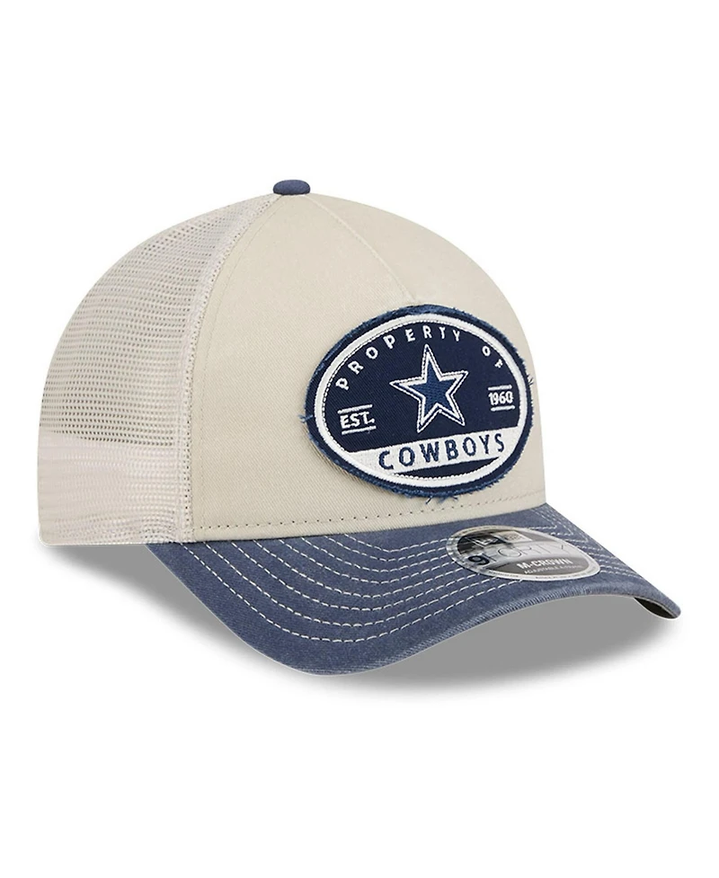 New Era Men's Natural Dallas Cowboys Frayed M-Crown A-Frame 9FORTY Adjustable Hat