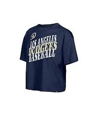 New Era Women's Navy Los Angeles Dodgers City Connect Glitter Gel Cropped T-Shirt