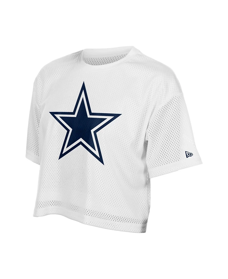 New Era Women's White Dallas Cowboys Summer Mesh Cropped Boxy T-Shirt