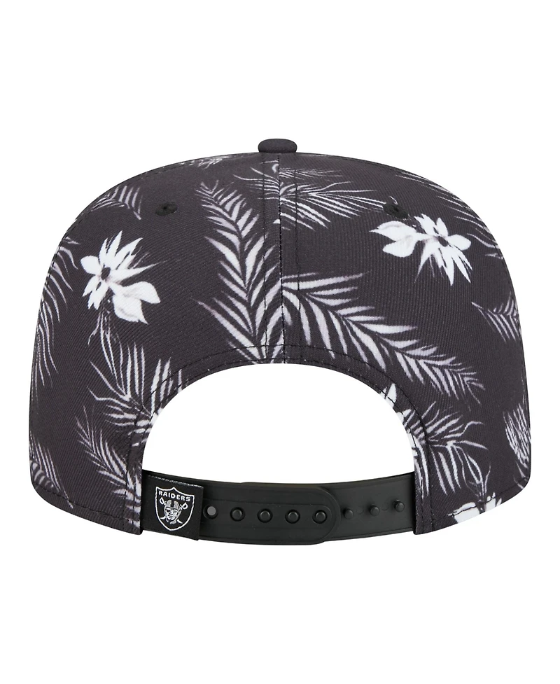 New Era Men's Black Las Vegas Raiders Palm Print A-Frame 9FIFTY Snapback Hat