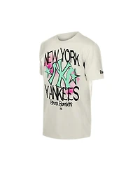 New Era Men's Cream York Yankees Lifestyle Punk Core T-Shirt