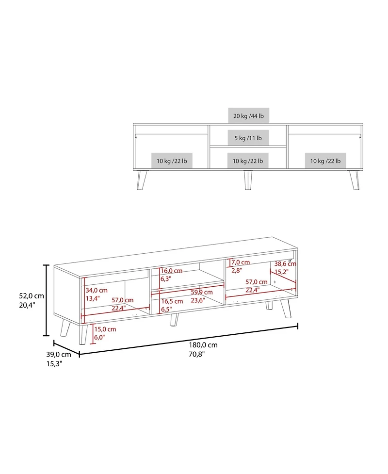 Fm Furniture Tv Stand for TVs up to 75 Inches, Modern Entertainment