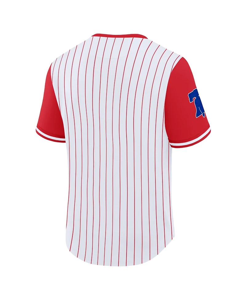 Fanatics Men's White/Red Philadelphia Phillies Pinstripe Walk Off Shirt