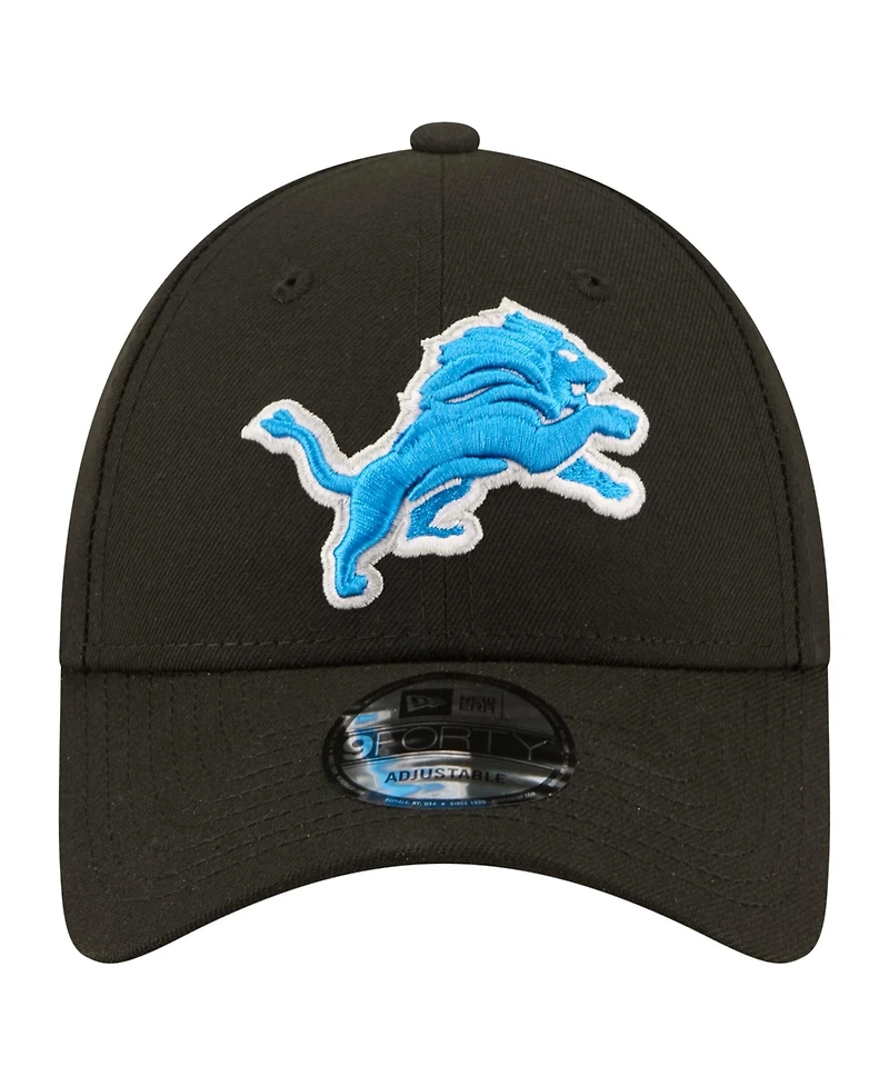 New Era Men's Black Detroit Lions Core Team 9FORTY Adjustable Hat