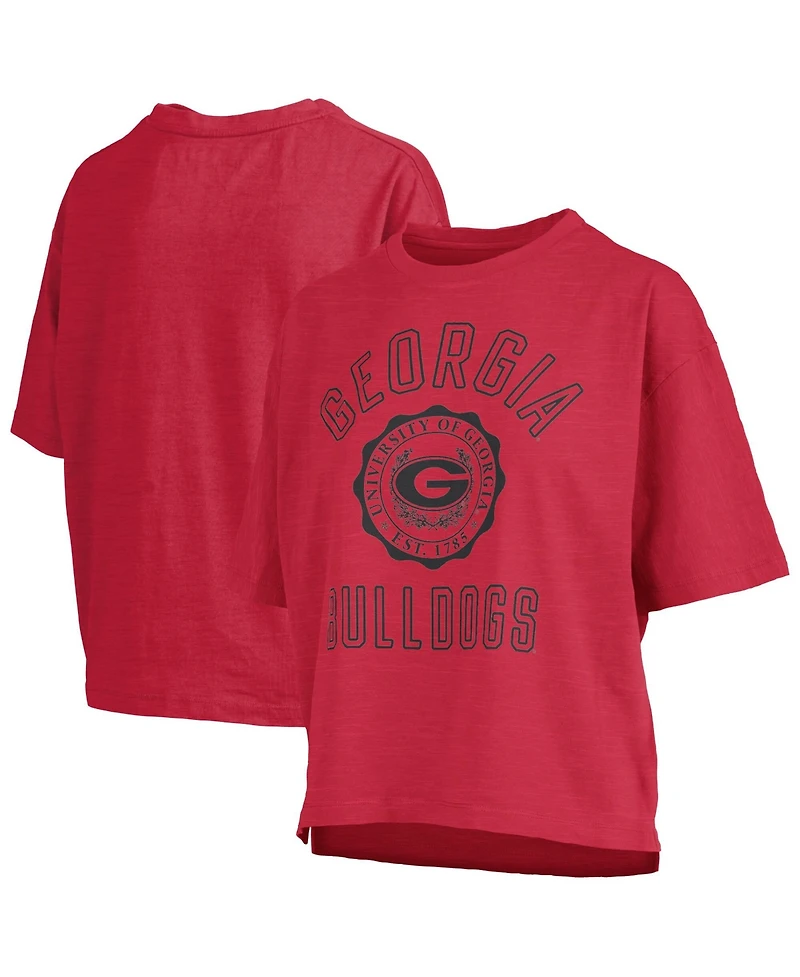 Pressbox Women's Georgia Bulldogs Motley Crew Bishop Waist Length Oversized Slub T-Shirt