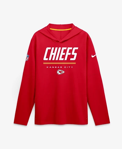 Nike Men's Red Kansas City Chiefs Sideline Lightweight Long Sleeve Hooded Dri-fit T-Shirt