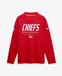 Nike Men's Red Kansas City Chiefs Sideline Lightweight Long Sleeve Hooded Dri-fit T-Shirt