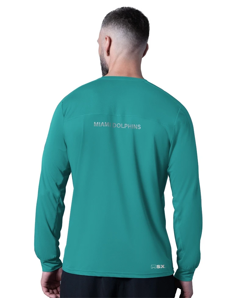 Msx by Michael Strahan Men's Aqua Miami Dolphins Forward Long-Sleeve T-Shirt