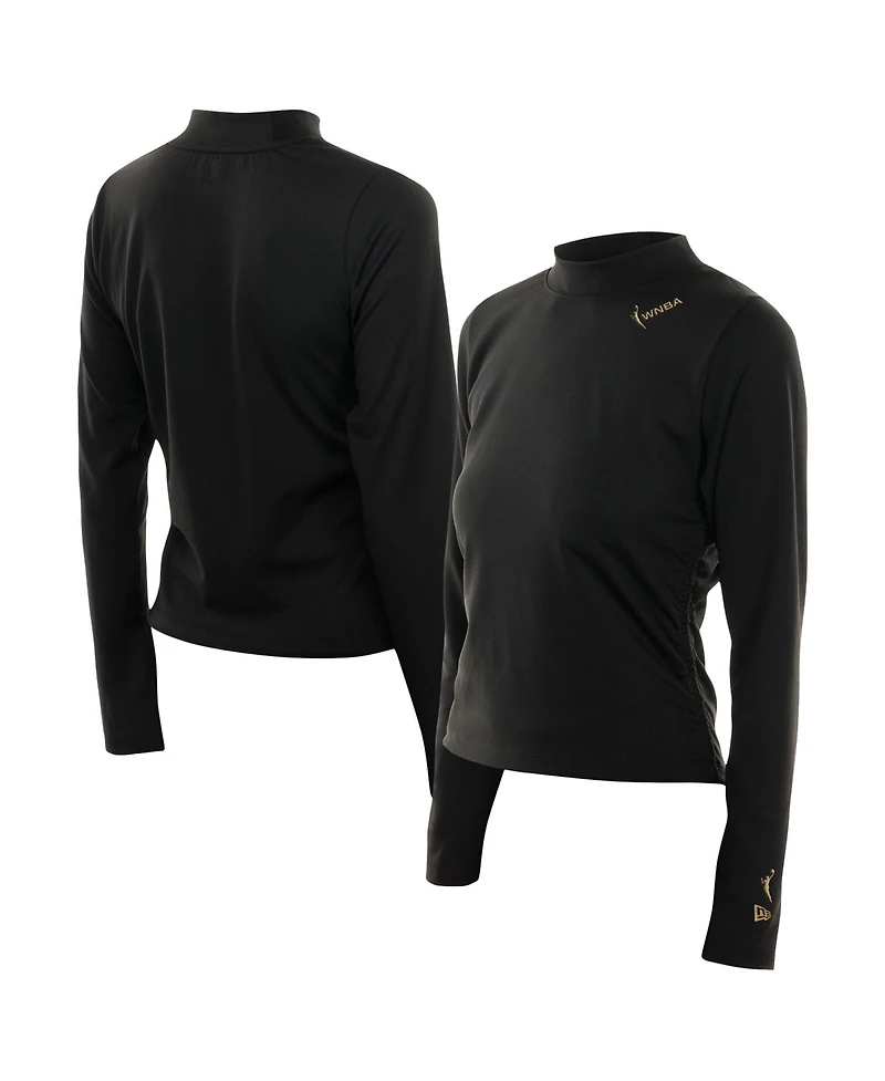 New Era Women's Black Wnba Glam Game Mock Neck Long-Sleeve T-Shirt