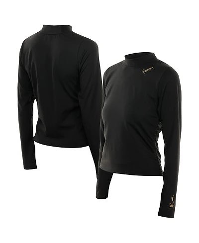 New Era Women's Black Wnba Glam Game Mock Neck Long-Sleeve T-Shirt