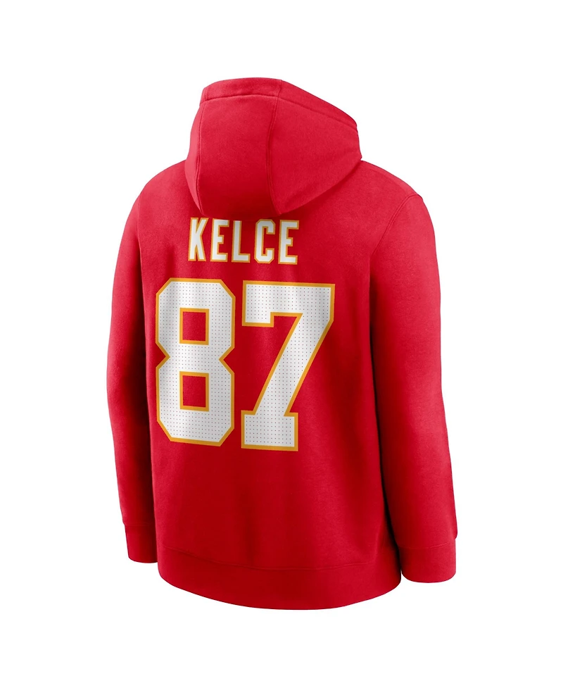 Nike Men's Travis Kelce Red Kansas City Chiefs Name Number Hoodie