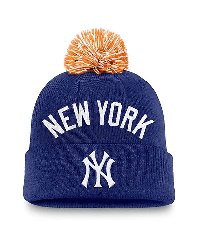 Nike Men's Royal New York Yankees Peak Cuffed Pom with Knit Hat