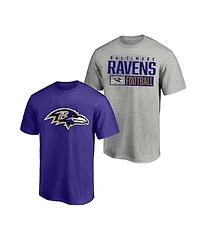 Fanatics Men's 2-Pack Heather Gray/Purple Baltimore Ravens Big & Tall T-Shirt