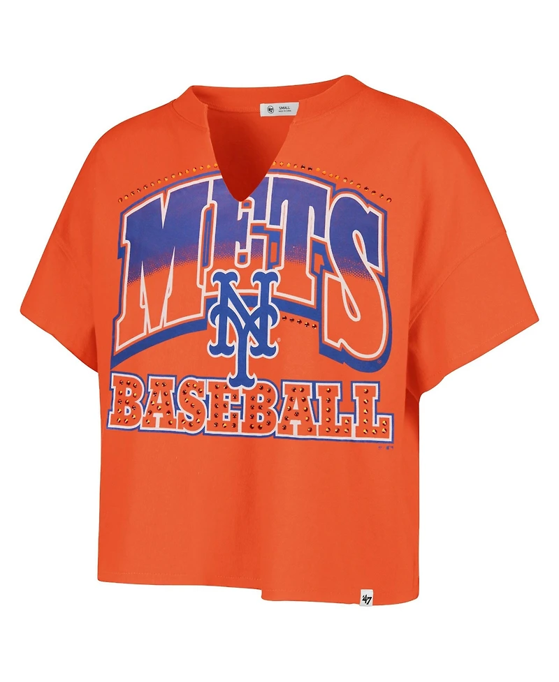 '47 Brand Women's Orange New York Mets Plus Win Big Oversized Notch-Neck T-Shirt