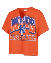 '47 Brand Women's Orange New York Mets Plus Win Big Oversized Notch-Neck T-Shirt