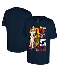 Stadium Essentials Big Boys and Girls Caitlin Clark Navy Indiana Fever 2024 Wnba Rookie of the Year T-Shirt