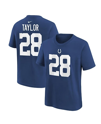 Nike Big Boys and Girls Jonathan Taylor Royal Indianapolis Colts Player Name Number T-Shirt
