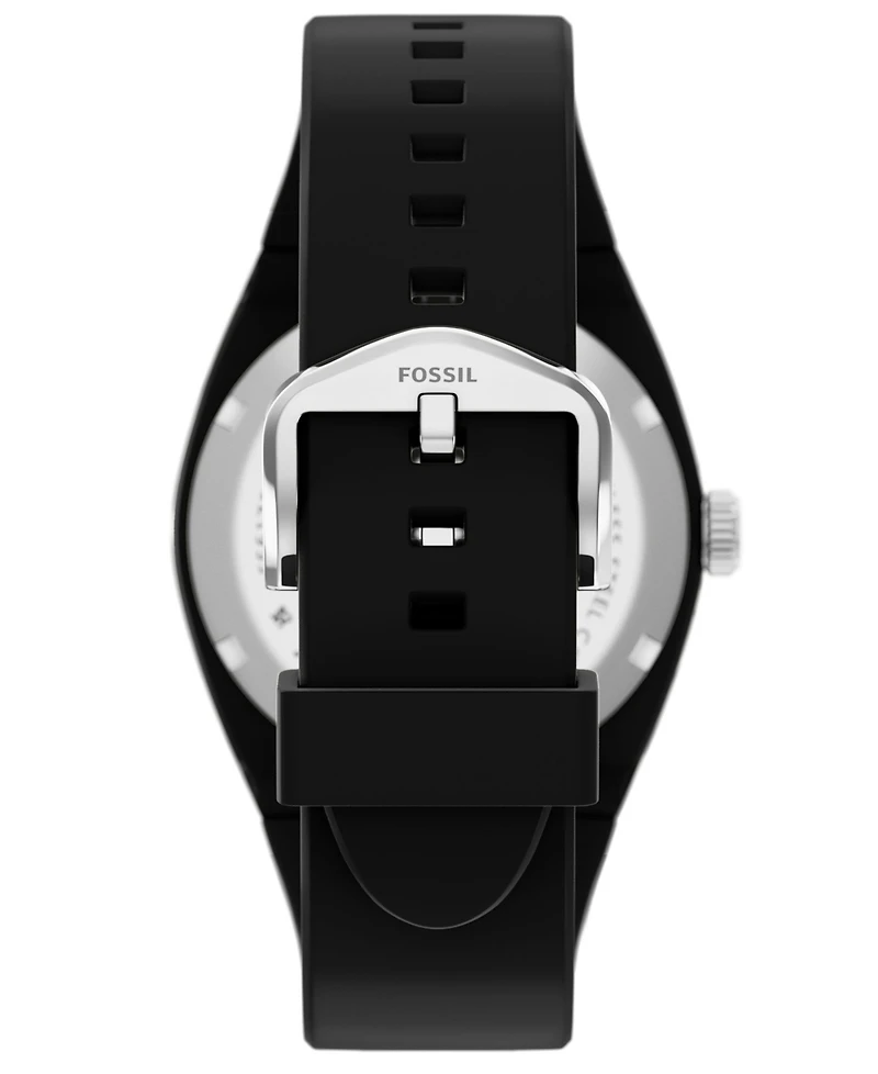 Fossil Men's Everett Three-Hand Black Silicone Watch 42mm