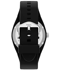 Fossil Men's Everett Three-Hand Black Silicone Watch 42mm