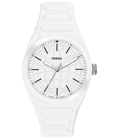 Fossil Men's Everett Three-Hand White Silicone Watch 42mm