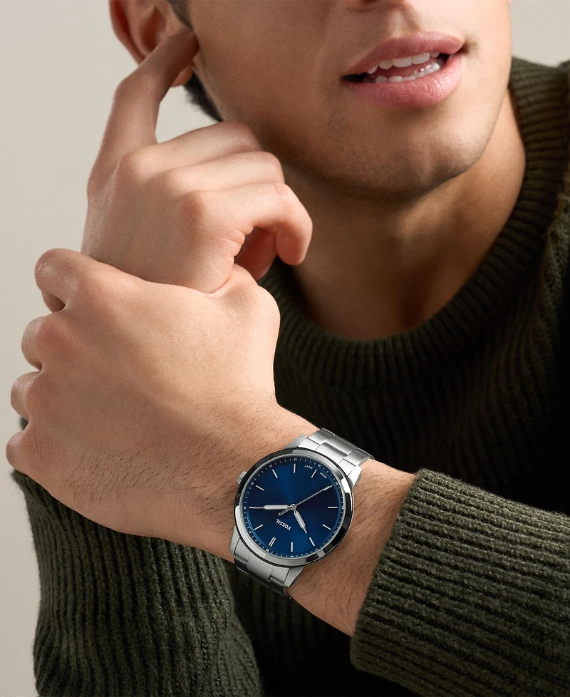 Fossil Men's Minimalist Three-Hand Stainless Steel Watch 44mm