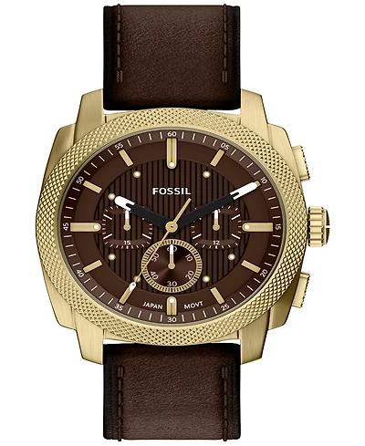 Fossil Men's Machine Chronograph Brown Leather Watch 44mm