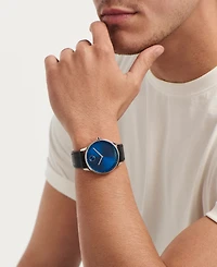 Movado Men's Bold Echo Swiss Quartz Black Leather Watch 40mm