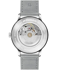 Movado Men's Movado Face Swiss Quartz Dark Gray Leather Watch 39mm