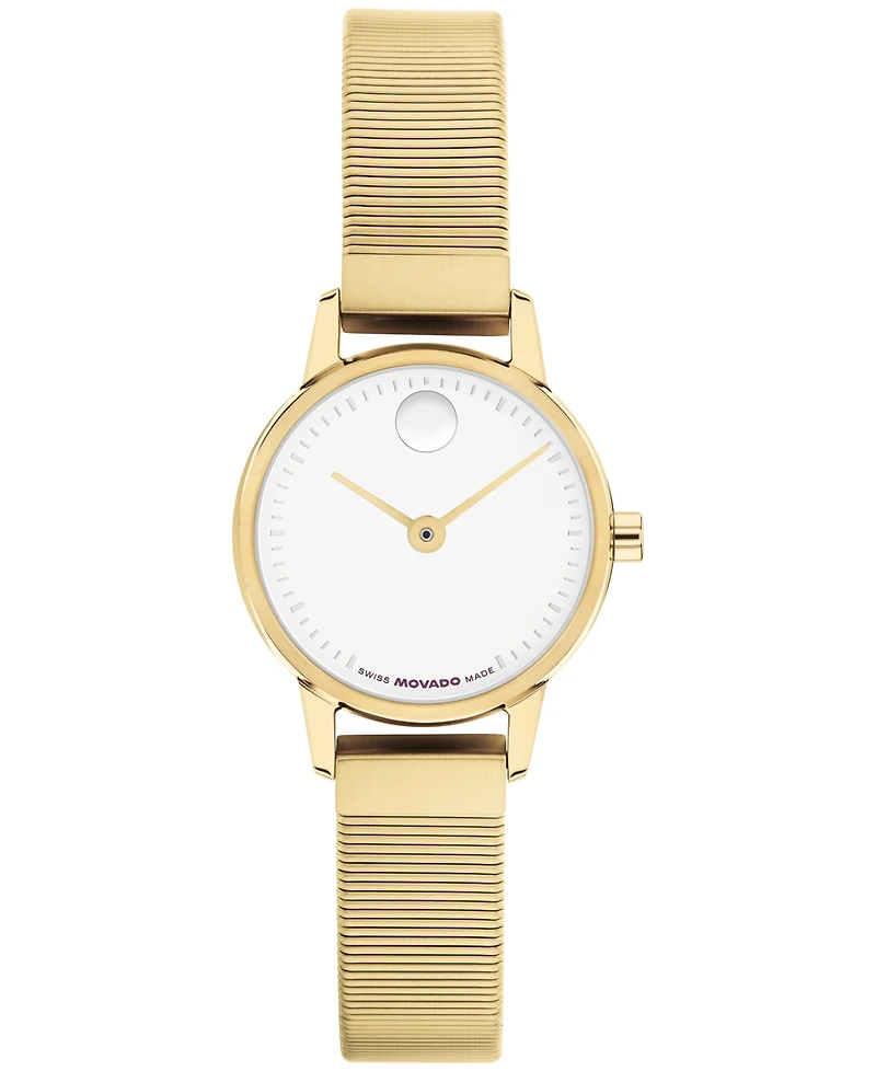 Movado Women's Baby Face Swiss Quartz Ionic Plated Light Yellow Gold Steel Watch 22.50mm