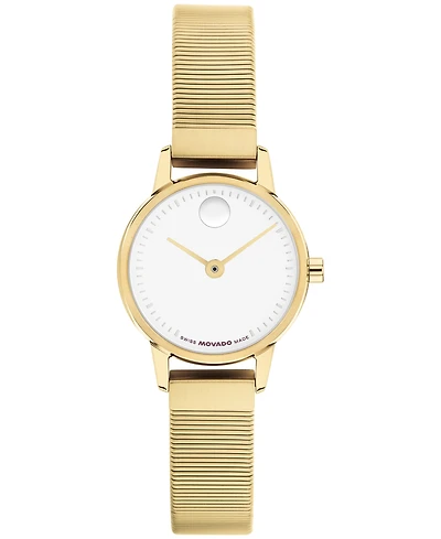 Movado Women's Baby Face Swiss Quartz Ionic Plated Light Yellow Gold Steel Watch 22.50mm