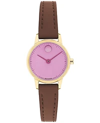 Movado Women's Baby Face Swiss Quartz Warm Brown Leather Watch 22.50mm