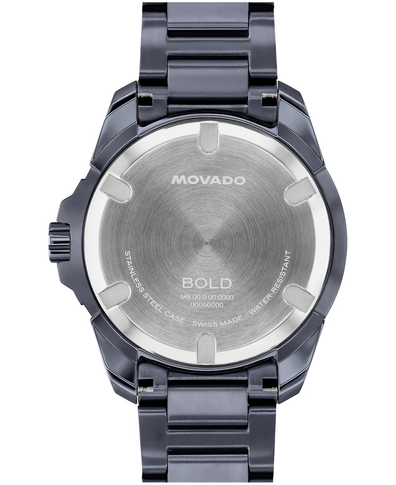 Movado Men's Bold Verso S Swiss Quartz Stainless Steel Ionic Plated Blue Steel Watch 34mm