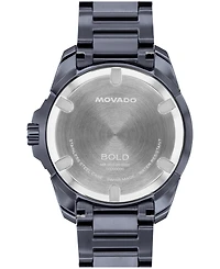 Movado Men's Bold Verso S Swiss Quartz Stainless Steel Ionic Plated Blue Steel Watch 34mm