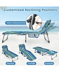 Sugift Dual-Use Portable Tanning Chair with 4-Level Recline and Removable Face Flap